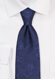 Solid Navy Floral Tie in Matte Finish
