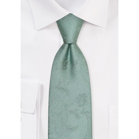 Matte Finish Floral Tie in Willow Green