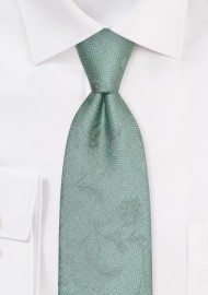 Matte Extra Long Floral Tie in Willow Green