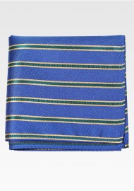 Royal Blue and Gold Striped Mens Pocket Square