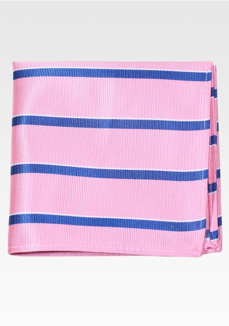 Pink and Blue Repp Stripe Pocket Square