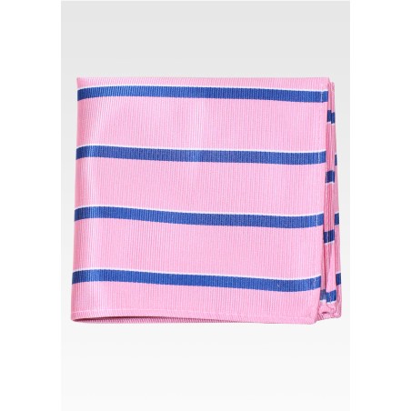 Pink and Blue Repp Stripe Pocket Square