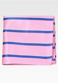 Pink and Blue Repp Stripe Pocket Square