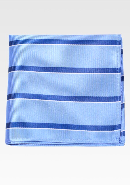 Sky Blue Repp Striped Pocket Square