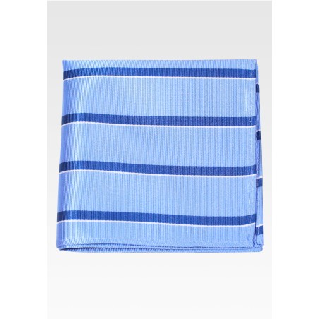 Sky Blue Repp Striped Pocket Square