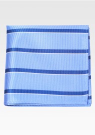 Sky Blue Repp Striped Pocket Square