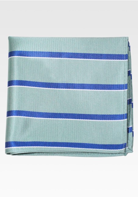 Sage Green Repp Striped Pocket Square