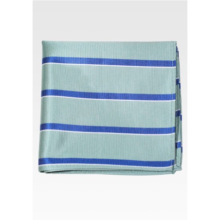 Sage Green Repp Striped Pocket Square