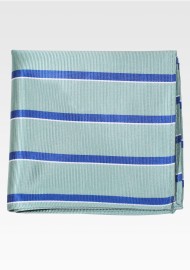 Sage Green Repp Striped Pocket Square