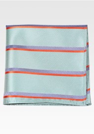 Sage Green and Orange Striped Pocket Square