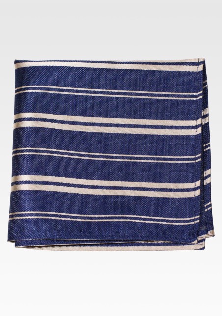 Navy and Gold Striped Pocket Square