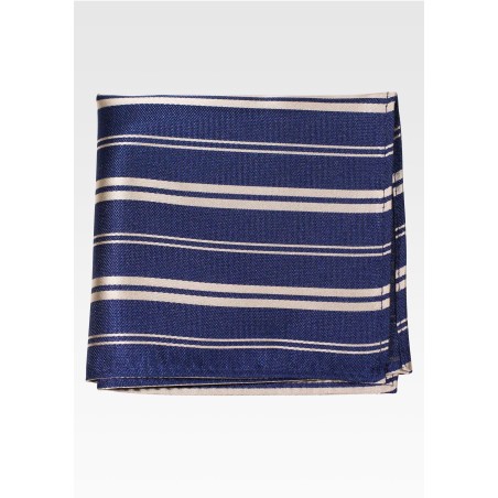 Navy and Gold Striped Pocket Square