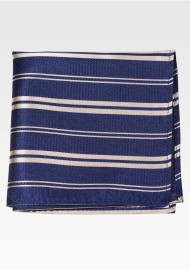 Navy and Gold Striped Pocket Square