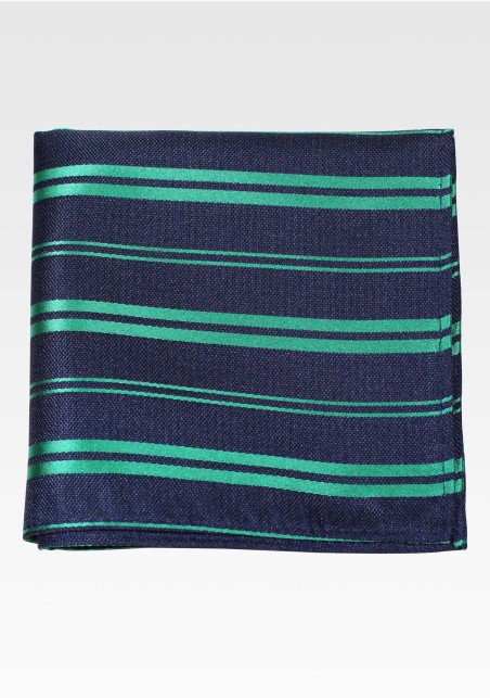 Black and Kelly Green Striped Pocket Square