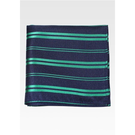 Black and Kelly Green Striped Pocket Square