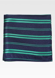 Black and Kelly Green Striped Pocket Square