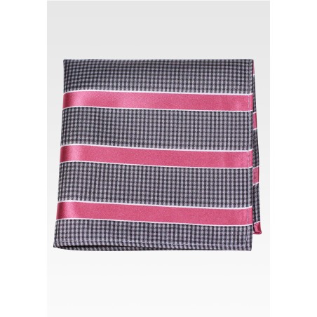 Gray Checkered Hanky with Pink Stripes