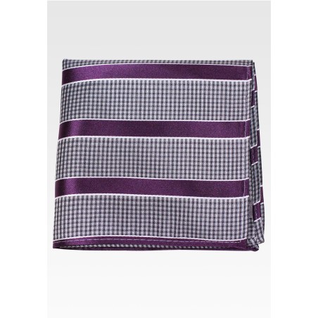 Gray Checkered Hanky with Navy Blue Stripes
