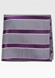 Gray Checkered Hanky with Navy Blue Stripes