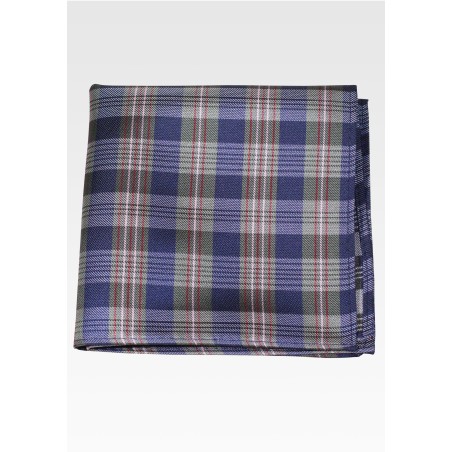 Navy and Dark Forest Green Plaid Pocket Square