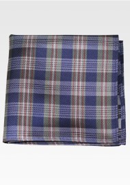 Navy and Dark Forest Green Plaid Pocket Square