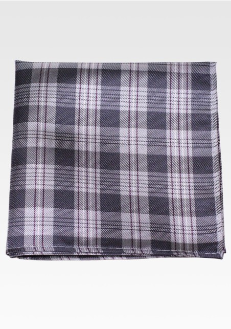 Plaid Hanky in Black and Silver Gray