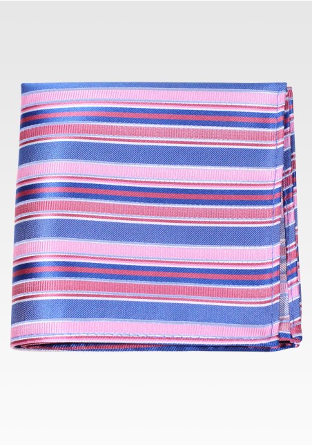 Striped Pocket Square in Pinks and Blues