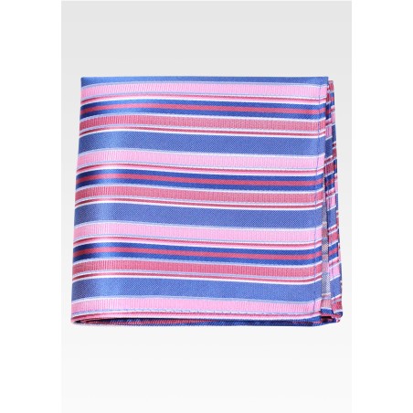 Striped Pocket Square in Pinks and Blues