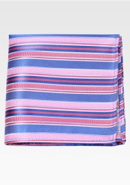 Striped Pocket Square in Pinks and Blues
