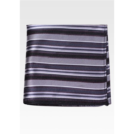 Black with Gray Stripes Pocket Square