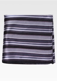 Black with Gray Stripes Pocket Square