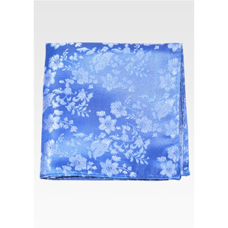 Sky Blue Pocket Square with Embroidered Flowers