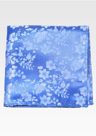 Sky Blue Pocket Square with Embroidered Flowers