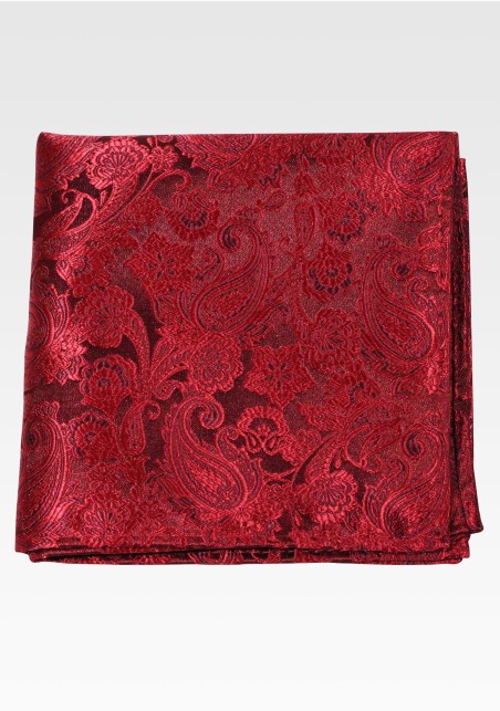 Paisley Pocket Square in Victorian Burgundy