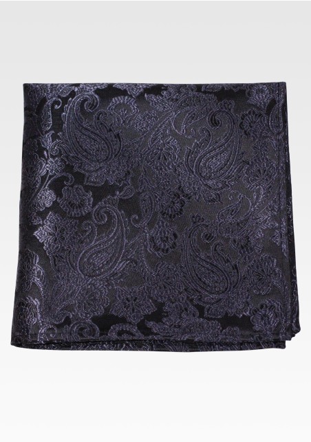 Solid Black paisley Pocket Square