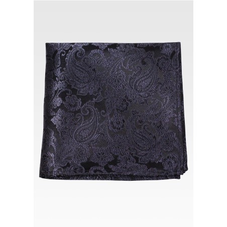 Solid Black paisley Pocket Square