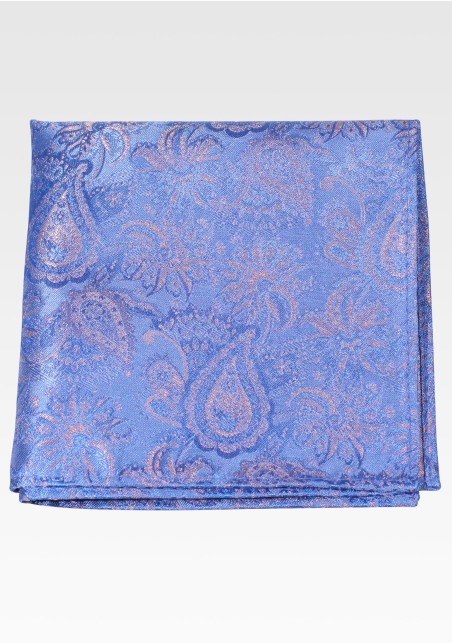 Light Sky Blue Blue Paisley Pocket Square