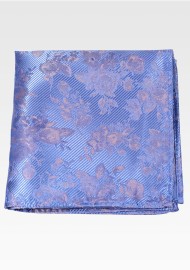 Floral Pocket Square in Light Blue with Ribbed woven texture