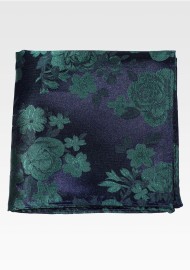 Olive Green Pocket Square with Roses