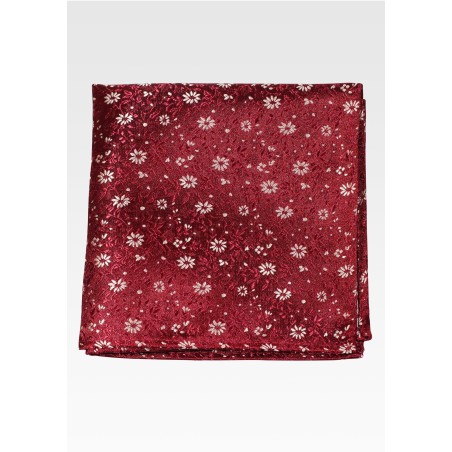 Wine Red and Gold Floral Blossom Pocket Square