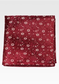 Wine Red and Gold Floral Blossom Pocket Square