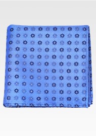 Blue Colored Pocket Square with Small Blossoms