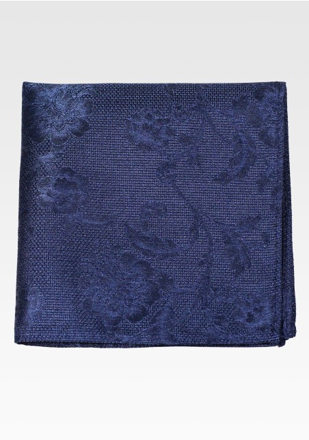 Dark Navy Floral Hanky in Solid Color Design