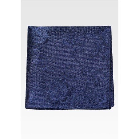 Dark Navy Floral Hanky in Solid Color Design