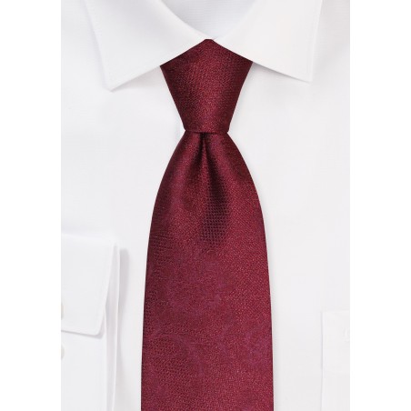 Wine Woven Floral Necktie