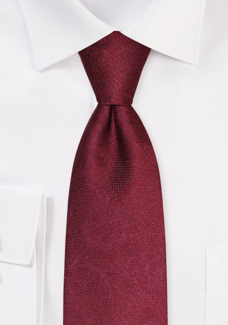 Matte Floral Extra Long Tie in Wine
