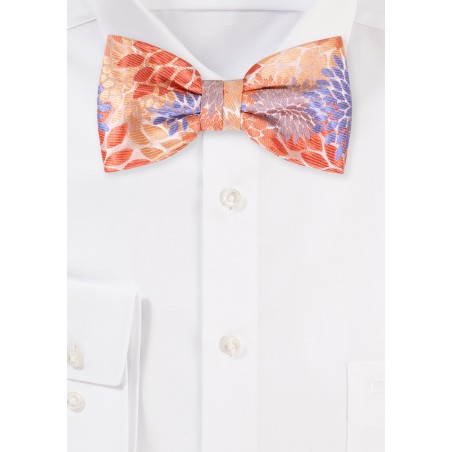 Tangerine Bowtie with Large Floral Pattern