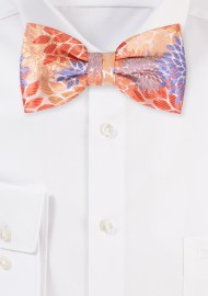 Tangerine Bowtie with Large Floral Pattern