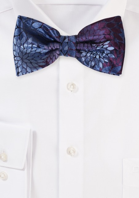 Blue and Purple Bowtie with Large Floral Pattern