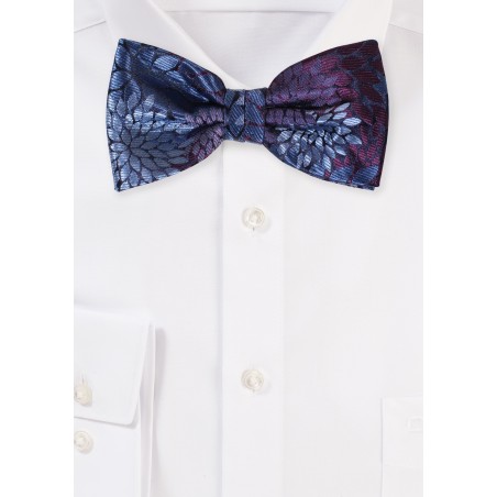 Blue and Purple Bowtie with Large Floral Pattern
